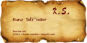 Kunz Sándor névjegykártya